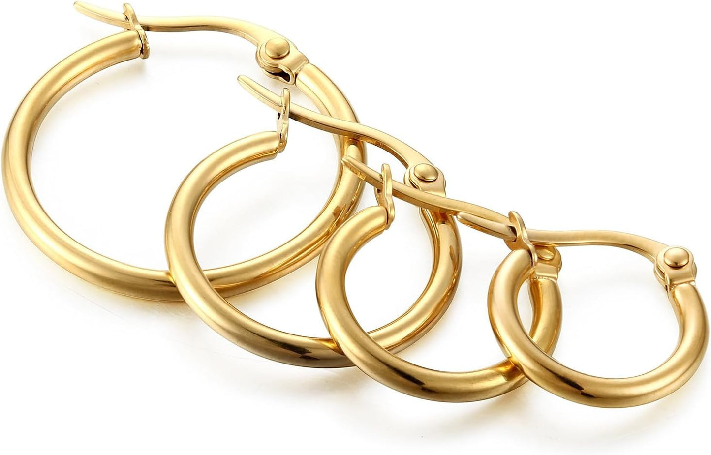 4 Pairs Stainless Steel Hoop Earrings Set Cute Huggie Earrings for Women,10Mm-20Mm
