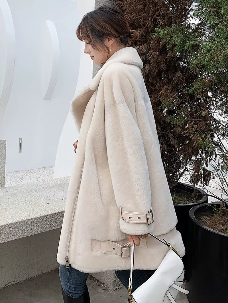 Sheep Boollili Natural Shearing Real Fur Coat Women 100% Wool Jacket Women Clothes 2023 Winter Coat Women Korean Fur Tops