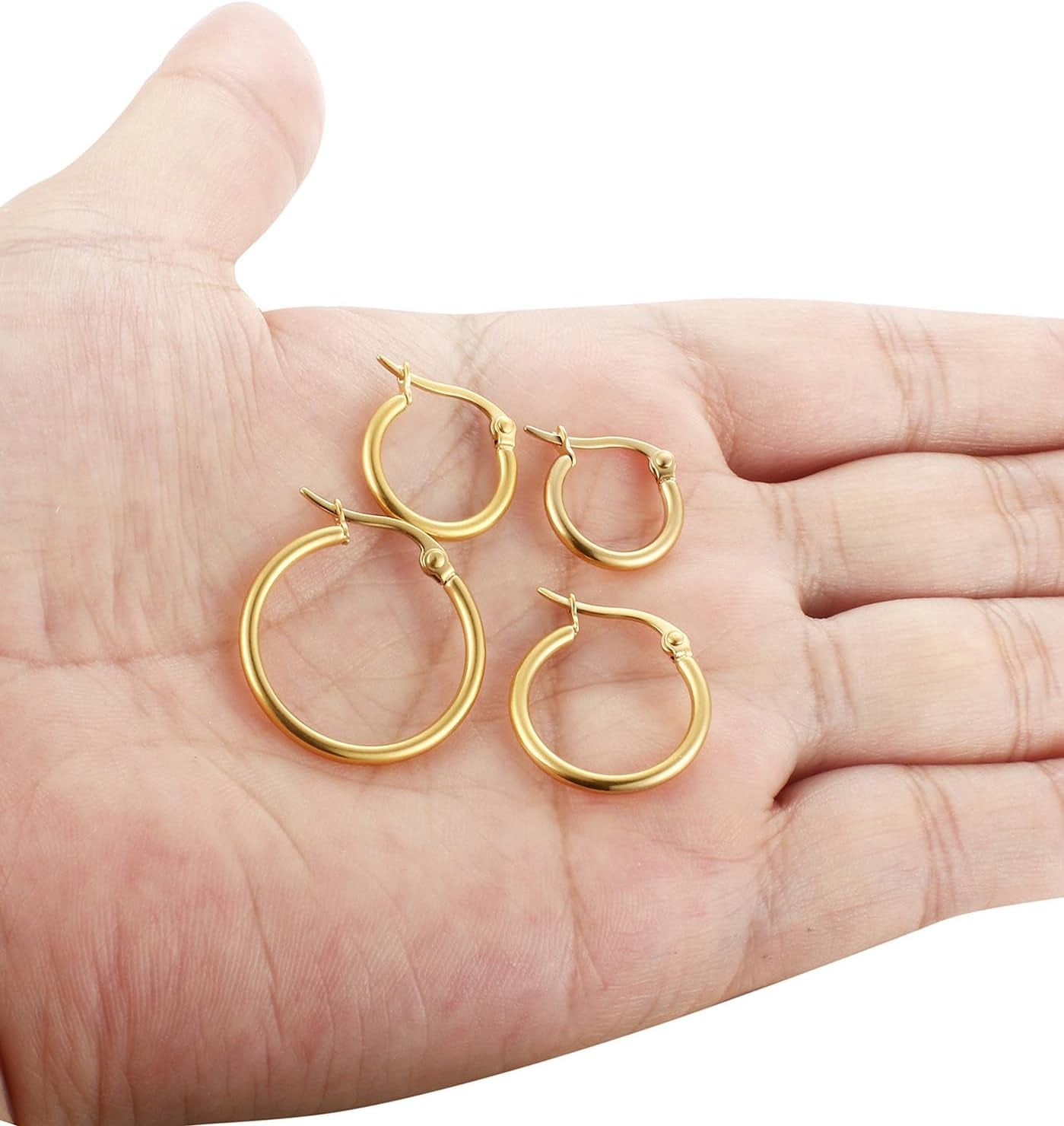 4 Pairs Stainless Steel Hoop Earrings Set Cute Huggie Earrings for Women,10Mm-20Mm
