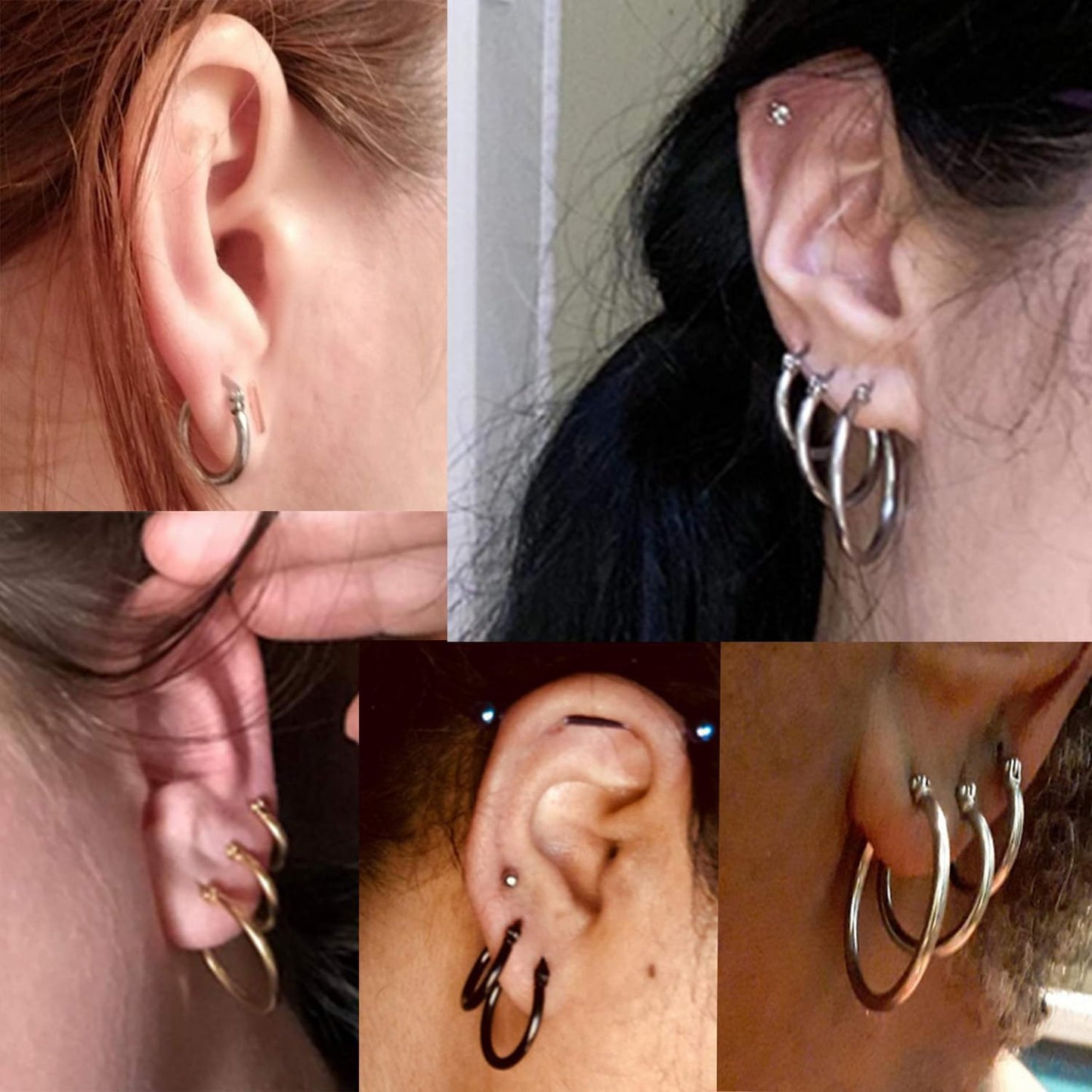 4 Pairs Stainless Steel Hoop Earrings Set Cute Huggie Earrings for Women,10Mm-20Mm