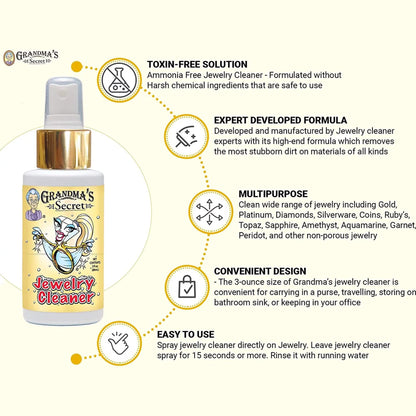 Grandma’S Secret Jewelry Cleaner Spray Gold Silver Cleaning Solution Tarnish Remover 3Oz 3 Pack