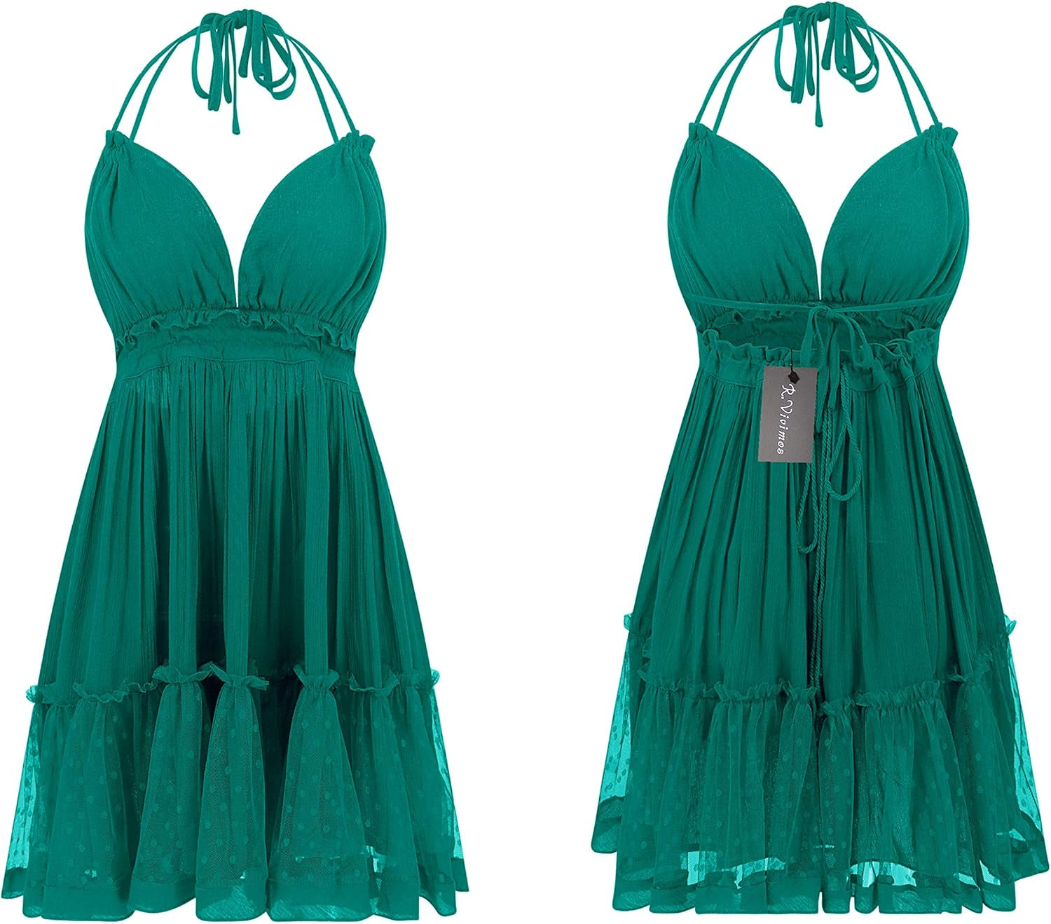 Womens Summer Halter Deep V Neck Sexy Patchwork Mini Short Dresses
