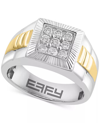 EFFYÂ® Men'S Diamond Cluster Ring (1/2 Ct. T.W.) in 10K Two-Tone Gold
