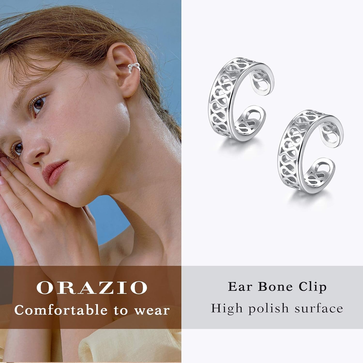 Ear Cuff Earrings for Women Non Piercing 925 Sterling Silver Ear Cuffs Adjustable Ear Cuff for Non Pierced Ears Clip on Cartilage Helix Ear Piercing Earrings Fake Earrings