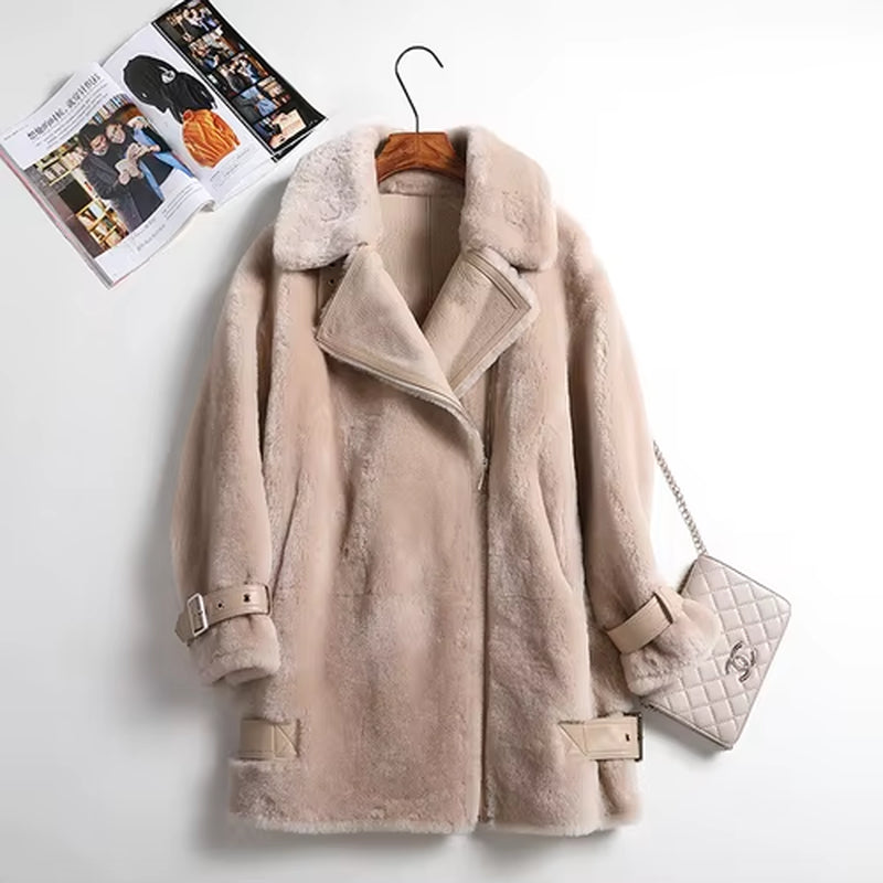 Sheep Boollili Natural Shearing Real Fur Coat Women 100% Wool Jacket Women Clothes 2023 Winter Coat Women Korean Fur Tops