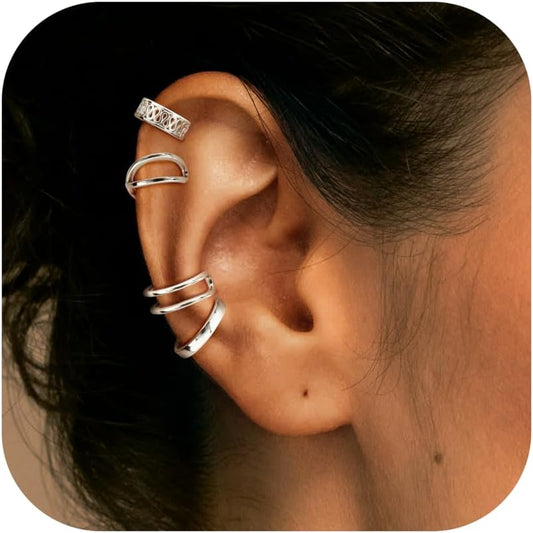 Ear Cuff Earrings for Women Non Piercing 925 Sterling Silver Ear Cuffs Adjustable Ear Cuff for Non Pierced Ears Clip on Cartilage Helix Ear Piercing Earrings Fake Earrings