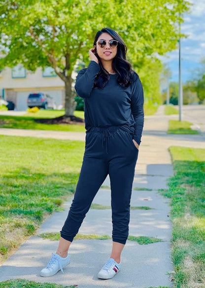 Women'S Fall 2 Piece Lounge Outfit Long Sleeve Crewneck Pullover Tops High Waisted Pants Set Tracksuit