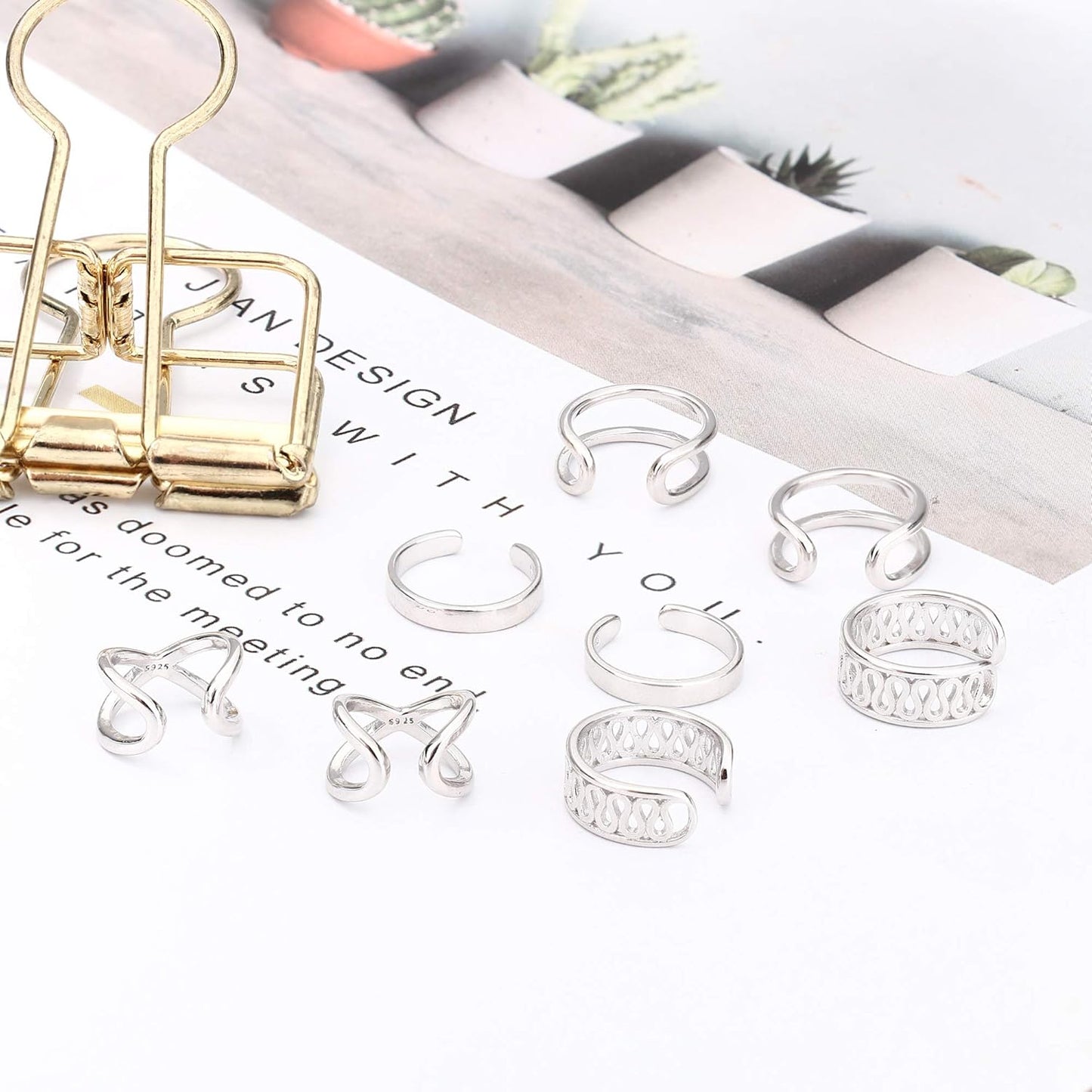 Ear Cuff Earrings for Women Non Piercing 925 Sterling Silver Ear Cuffs Adjustable Ear Cuff for Non Pierced Ears Clip on Cartilage Helix Ear Piercing Earrings Fake Earrings